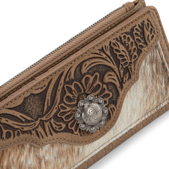 TR203-W2002 Trinity Ranch Hair-On Cowhide Tooled Collection Wallet