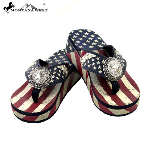 US01-S089 Montana West American Pride Collection Pride Flip Flops By Size