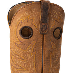 PLT-103609  Men's Pull-On Distressed Full Grain Leather Square Toe Western Full Grain Boots
