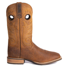 PLT-103609  Men's Pull-On Distressed Full Grain Leather Square Toe Western Full Grain Boots