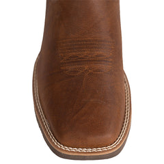 PLT-103609  Men's Pull-On Distressed Full Grain Leather Square Toe Western Full Grain Boots