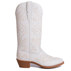 PLT-703601A  Women's Bright Side Embroidered Round Toe Western Vegan Leather Boots