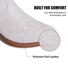 PLT-703601A  Women's Bright Side Embroidered Round Toe Western Vegan Leather Boots