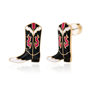 WG-AC-ER-4003 Wrangler Western Enamel Cowgirl Boot Stud Earrings