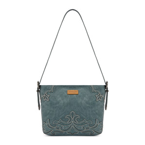 WG-HB-606-918-JN  Wrangler Western Scroll Applique Shoulder Bag- Jean