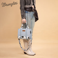 SP-WG102-8120SBL  Wrangler Cow Print Concealed Carry Tote/Crossbody - Blue