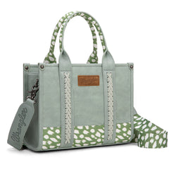 SP-WG102-8120SDEER-Mint  Wrangler Deer Print Concealed Carry Tote/Crossbody - Mint