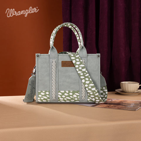 SP-WG102-8120SDEER-Mint  Wrangler Deer Print Concealed Carry Tote/Crossbody - Mint