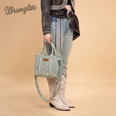 SP-WG102-8120SDEER-Mint  Wrangler Deer Print Concealed Carry Tote/Crossbody - Mint