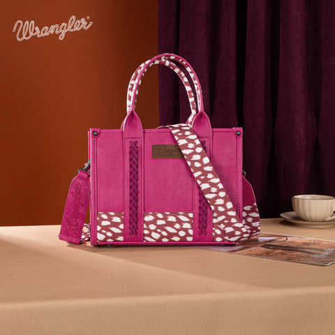 SP-WG102-8120SDEER-PK  Wrangler Deer Print Concealed Carry Tote/Crossbody - Pink
