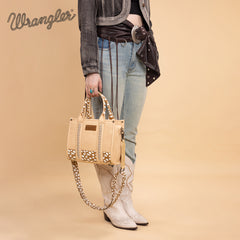 SP-WG102-8120SDEER-TN  Wrangler Deer Print Concealed Carry Tote/Crossbody - Tan
