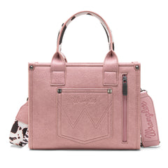 WG102-8120S  Wrangler Cow Print Concealed Carry Tote/Crossbody - Hot Pink