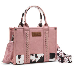 WG102-8120S  Wrangler Cow Print Concealed Carry Tote/Crossbody - Hot Pink