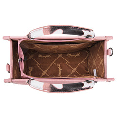 WG102-8120S  Wrangler Cow Print Concealed Carry Tote/Crossbody - Hot Pink
