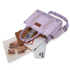 WG102-8120S  Wrangler Leopard  Print Concealed Carry Tote/Crossbody - Leopard-Purple