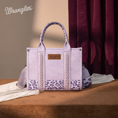 WG102-8120S  Wrangler Leopard  Print Concealed Carry Tote/Crossbody - Leopard-Purple