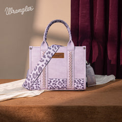 WG102-8120S  Wrangler Leopard  Print Concealed Carry Tote/Crossbody - Leopard-Purple