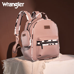 WG102-8603 Wrangler Cow Print Backpack With Coin Pouch - Pink