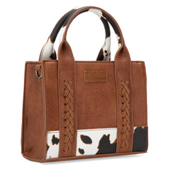 WG102S-8120  Wrangler Cow Print Mini Tote/Crossbody - Brown
