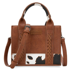 WG102S-8120  Wrangler Cow Print Mini Tote/Crossbody - Brown