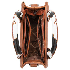 WG102S-8120  Wrangler Cow Print Mini Tote/Crossbody - Brown