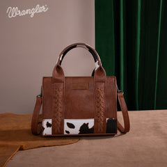 WG102S-8120  Wrangler Cow Print Mini Tote/Crossbody - Brown