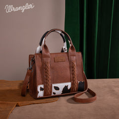 WG102S-8120  Wrangler Cow Print Mini Tote/Crossbody - Brown