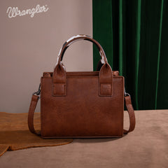 WG102S-8120  Wrangler Cow Print Mini Tote/Crossbody - Brown