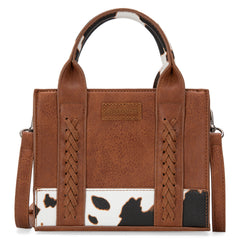 WG102S-8120  Wrangler Cow Print Mini Tote/Crossbody - Brown