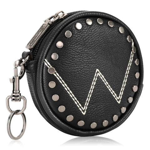 WG116-001  Wrangler Circular Coin Pouch "W" Logo  Bag Charm - Black