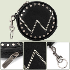 WG116-001  Wrangler Circular Coin Pouch "W" Logo  Bag Charm - Black