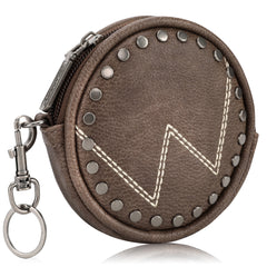 WG116-001  Wrangler Circular Coin Pouch "W" Logo  Bag Charm- Coffee