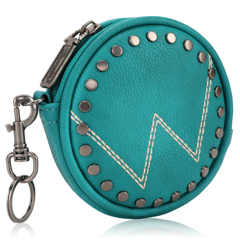 WG116-001  Wrangler Circular Coin Pouch "W" Logo  Bag Charm - Turquoise