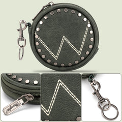 WG116-001  Wrangler Circular Coin Pouch "W" Logo  Bag Charm - Green