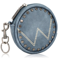 WG116-001  Wrangler Circular Coin Pouch "W" Logo  Bag Charm - Jean