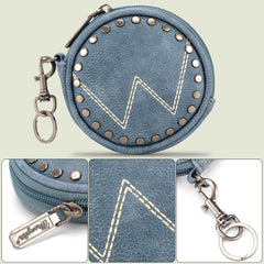 WG116-001  Wrangler Circular Coin Pouch "W" Logo  Bag Charm - Jean