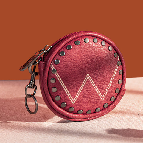 WG116-001  Wrangler Circular Coin Pouch "W" Logo  Bag Charm - Red