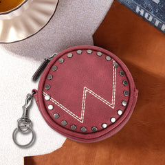 WG116-001  Wrangler Circular Coin Pouch "W" Logo  Bag Charm - Red
