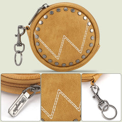WG116-001  Wrangler Circular Coin Pouch "W" Logo  Bag Charm - Light Brown