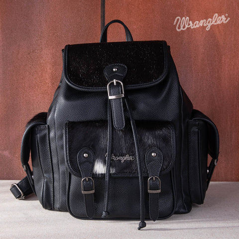 WG12-9110  Wrangler Hair-on Cowhide Backpack - Black