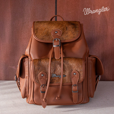 WG12-9110  Wrangler Hair-on Cowhide Backpack - Brown