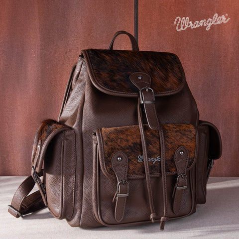 WG12-9110 Wrangler Hair-on Cowhide  Backpack - Coffee
