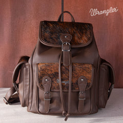 WG12-9110 Wrangler Hair-on Cowhide  Backpack - Coffee