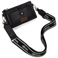 WG120-209  Wrangler Dual Zipper Compartment Crossbody Bag - Black