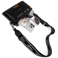 WG120-209  Wrangler Dual Zipper Compartment Crossbody Bag - Black