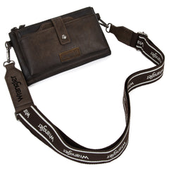 WG120-209  Wrangler Dual Zipper Compartment Crossbody Bag - Coffee