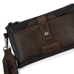WG120-209  Wrangler Dual Zipper Compartment Crossbody Bag - Coffee