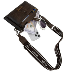 WG120-209  Wrangler Dual Zipper Compartment Crossbody Bag - Coffee
