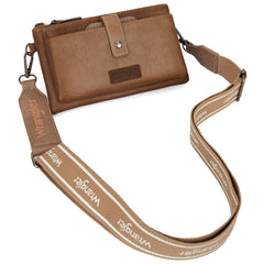 WG120-209  Wrangler Dual Zipper Compartment Crossbody Bag - Khaki
