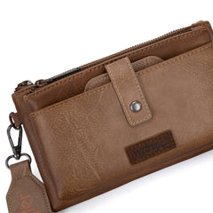 WG120-209  Wrangler Dual Zipper Compartment Crossbody Bag - Khaki